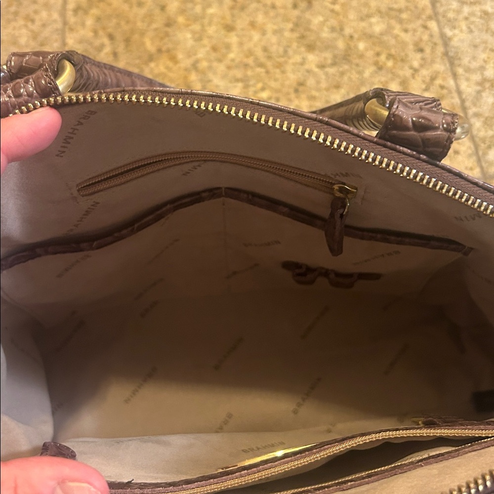 Brahmin Brown Crocodile-Embossed Handbag - Picture 6 of 7